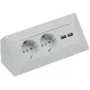 ChiliTec kištukinis lizdas 2 vietų+2xUSB sidabrinis 230V maks. 16A 18x18x8cm (22141)