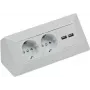 ChiliTec kištukinis lizdas 2 vietų+2xUSB sidabrinis 230V maks. 16A 18x18x8cm (22141)