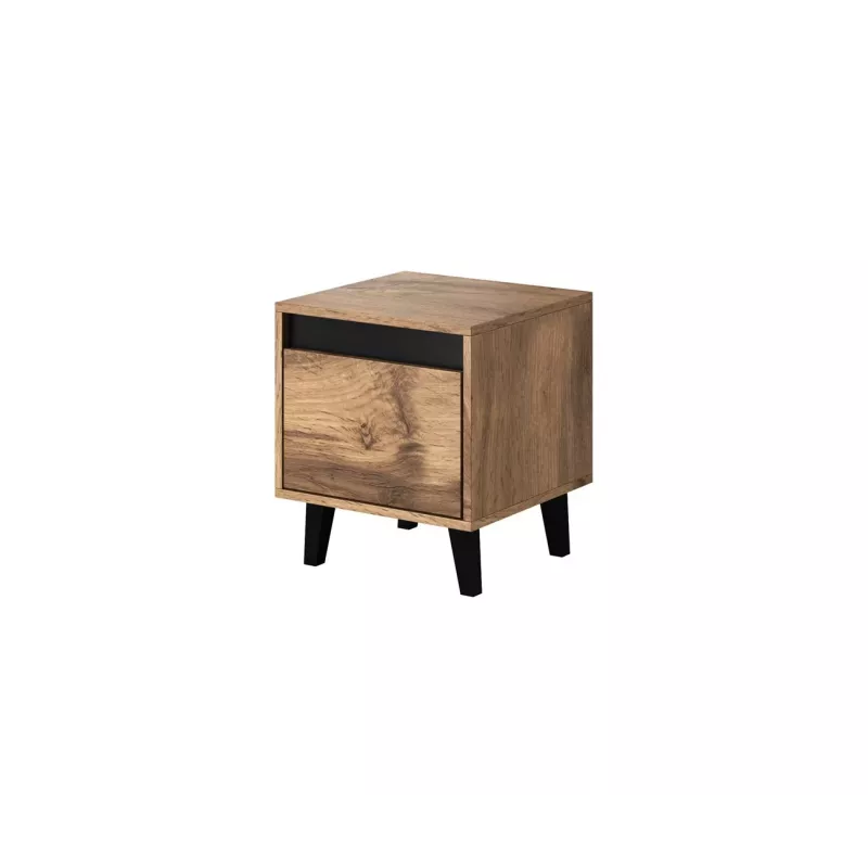 Naktinis staliukas cama meble NORD, 2 vnt. rinkinys, 40×38×45 cm, ąžuolas wotan/antracitas, 1 stalčius, 16 mm rėmas