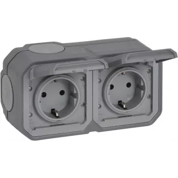 Legrand Plexo New APWG Schuko 069742L kištukinis lizdas dvigubas pilkas IP 44 5 (069742L)
