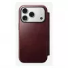 Mobiliojo telefono dėklas Nomad Modern Leather Folio, skirtas Apple iPhone 17 Pro, 6,3 colio (16 cm), oda, bordo spalvos