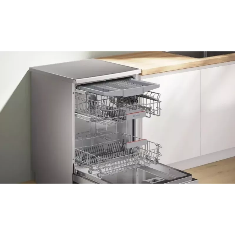 Laisvai pastatoma indaplovė Bosch SMS4EVI04E — 13 komplektų, 44–46 dB, energijos klasė D, 60×60×84,5 cm
