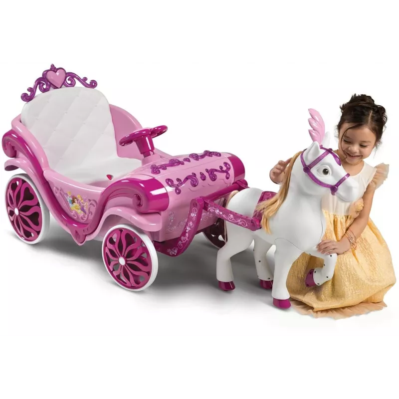 Huffy Electric Disney Princess karieta su arkliuku 6 V rožinė