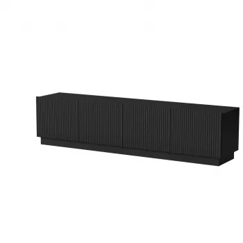 TV spintelė cama meble LIVERTI 2000x420x480 mm, juodos medžio drožlių plokštės viršus, juodas rėmas