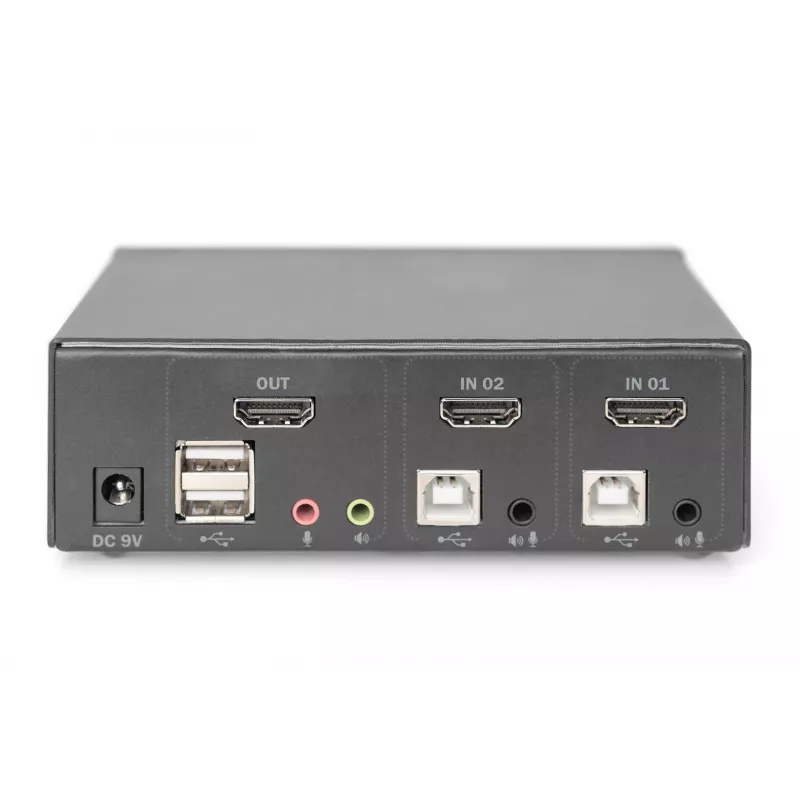 KVM jungiklis Digitus 2 prievadų vienas ekranas 4K HDMI