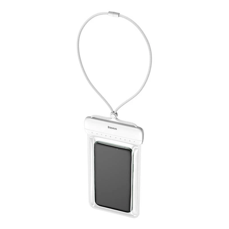Vandeniui atsparus telefono dėklas Baseus AquaGlide baltas IPX8 apsauga telefonams