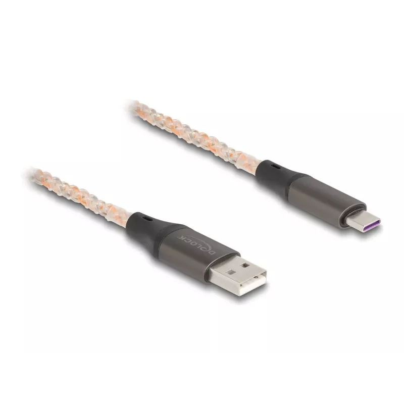 DeLOCK USB 2.0 laidas Type-A – USB Type-C RGB 1 m