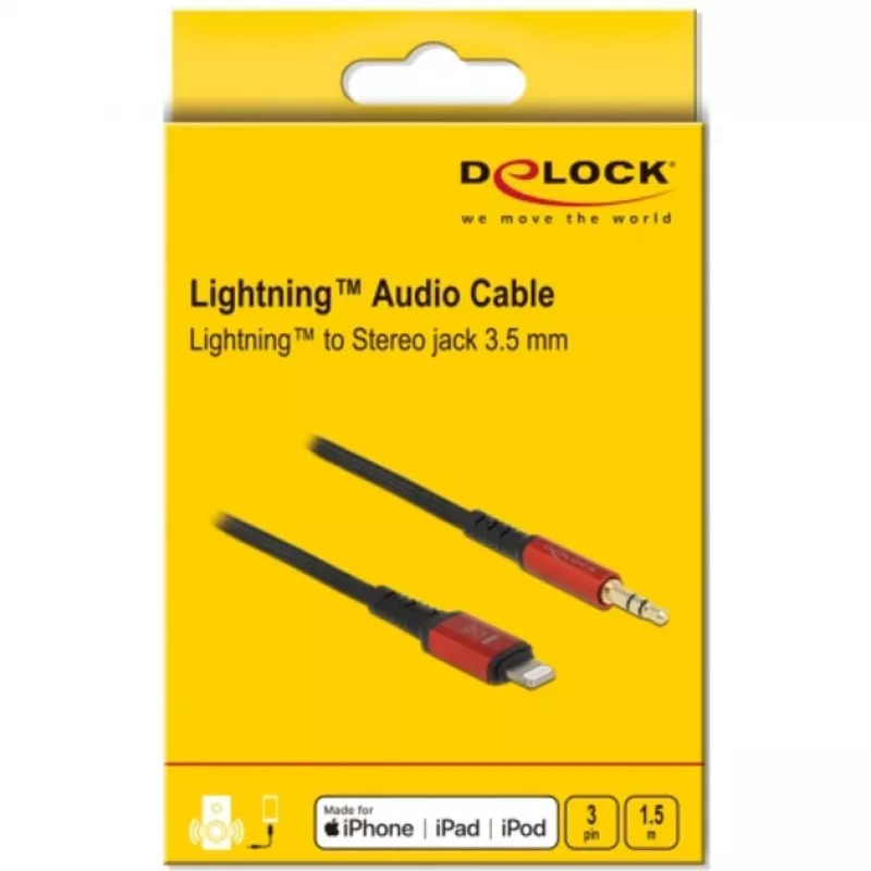 Audio laidas DeLOCK 86587 1,5 m 3,5 mm Lightning juodas