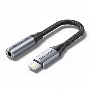 Garso adapteris Vention Lightning į 3,5 mm BMBHA, laidinis Lightning į 3,5 mm adapteris su 0,1 m kabeliu, pilkas