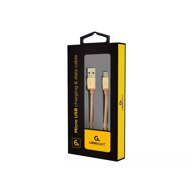 USB 2.0 laidas GEMBIRD CCB-mUSB2B-AMBM-6 — USB A į Micro-USB B, 1,8 m, auksinis