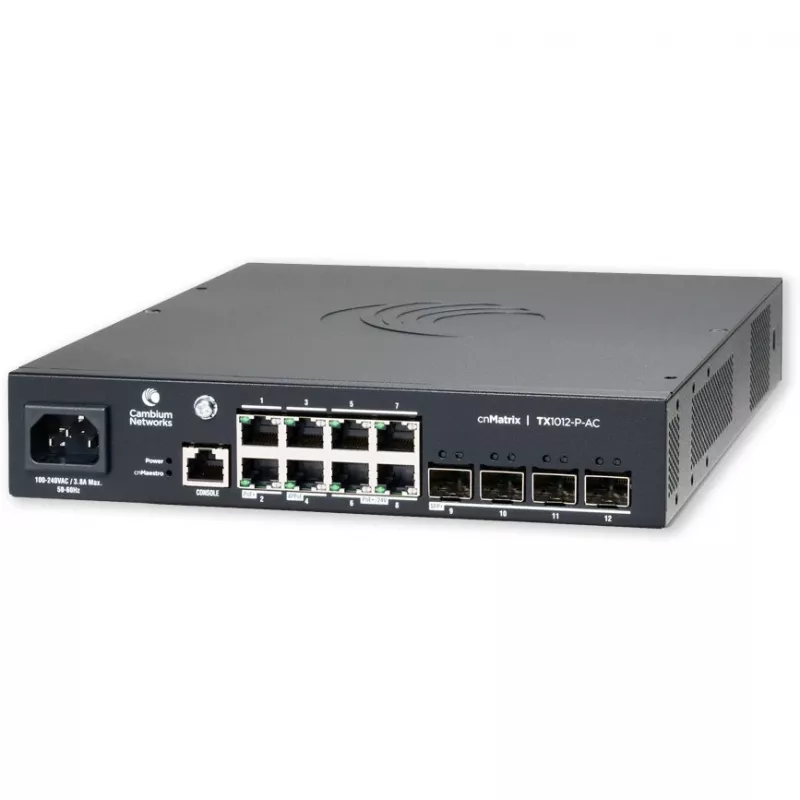 Valdomas jungiklis Cambium Networks cnMatrix TX1012-P-AC L2/L3 PoE 8 prievadų