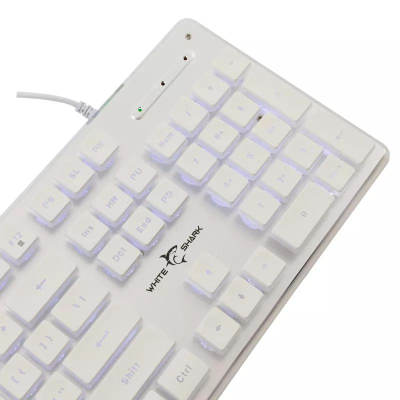 Mechaninė žaidimų klaviatūra White Shark TACHI-W-US — kompaktiškas TACHI White išdėstymas