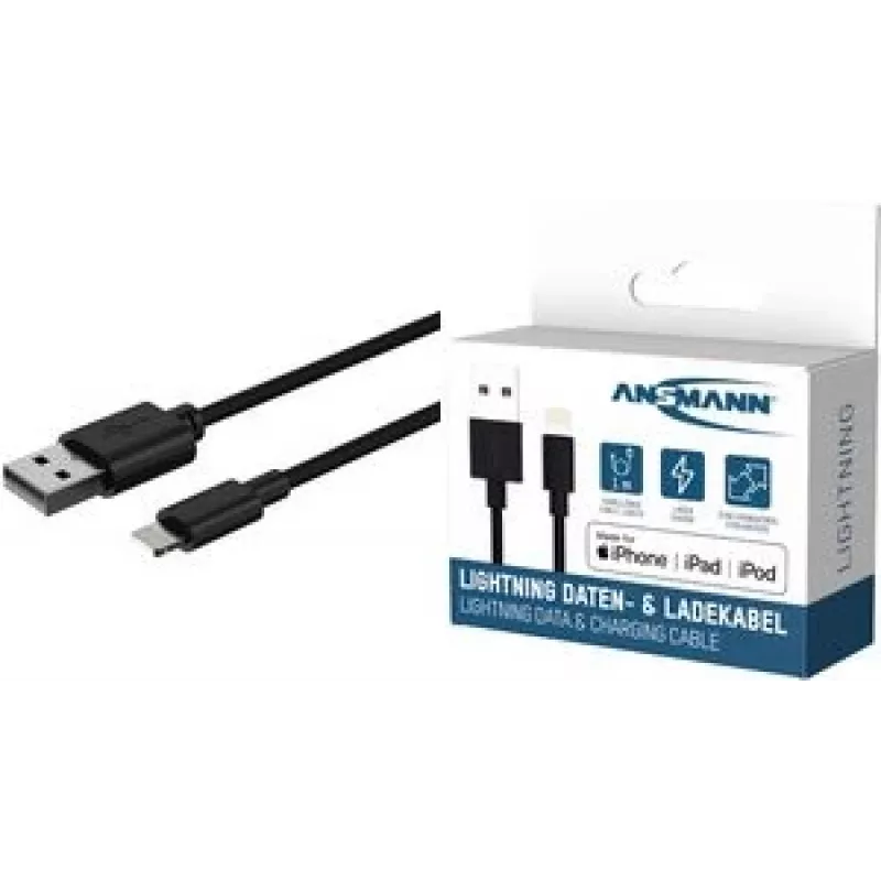 Ansmann 1700-0131 USB laidas 1 m USB A Lightning juodas (1700-0131)