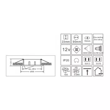 Synergy 21 LED Retrofit GU10 / GX5,3 lubų įleidžiamas komplektas D04-Balta