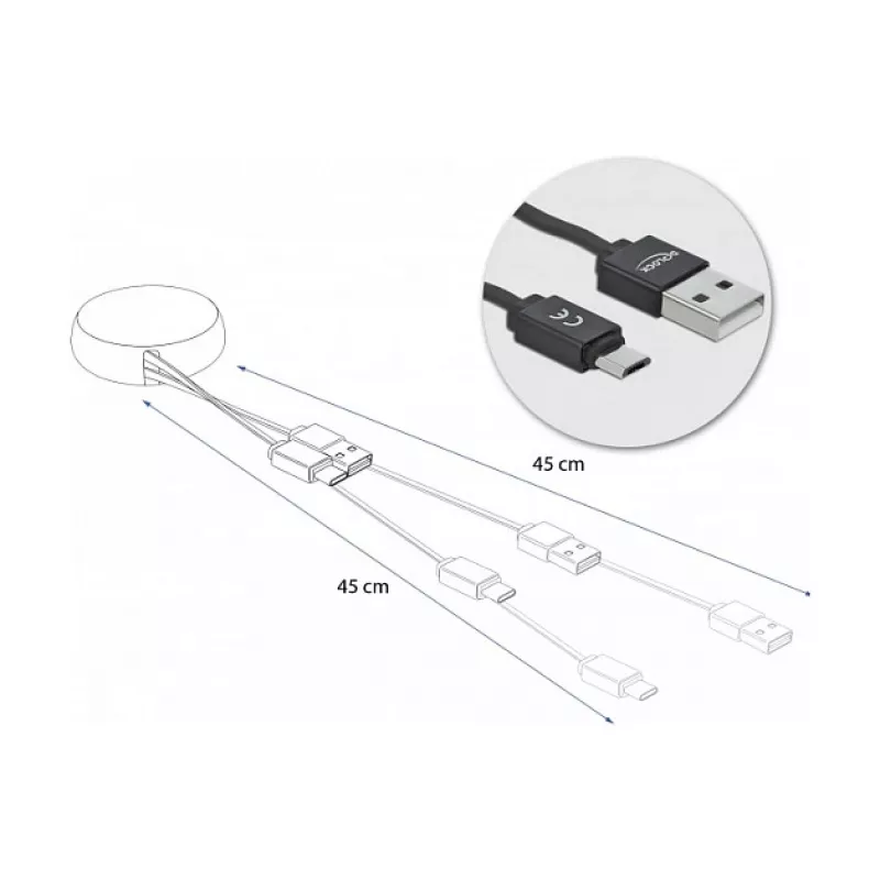 USB 2.0 Type-A į Micro-B kabelis DeLOCK 85818