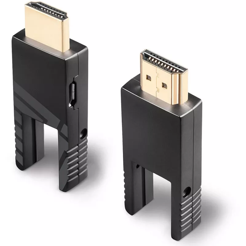 Lindy 10 m šviesolaidinis hibridinis Micro-HDMI 18G kabelis su nuimamomis HDMI ir DVI jungtimis