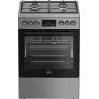 Laisvai pastatoma dujinė-elektrinė viryklė BEKO FBM62330GXTN 60 cm, 4 degiklių dujinė kaitlentė, 72 L elektrinė orkaitė, energijos klasė A