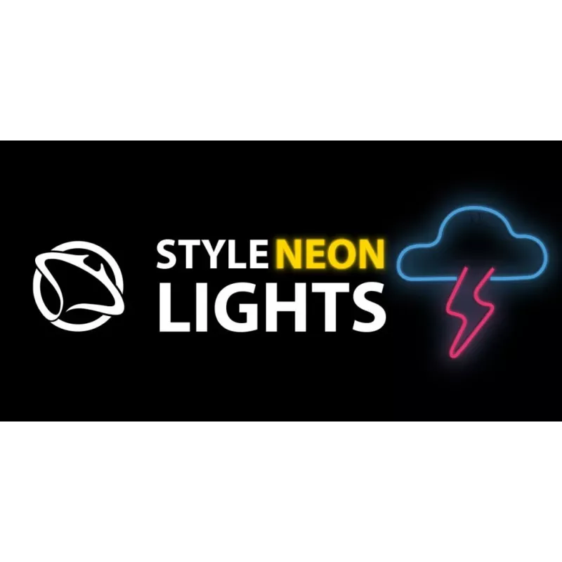 Neoninis šviestuvas MANTA SNL71BL debesėlis su žaibais mėlynai rožinis – dekoratyvinis LED neoninis ženklas