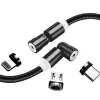 3-in-1 įkrovimo laidas ColorWay CW-CBUU037-BK — Lightning, Micro‑USB, USB‑C, 1 m, 2.4 A