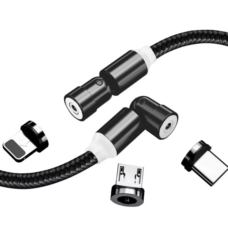 3-in-1 įkrovimo laidas ColorWay CW-CBUU037-BK — Lightning, Micro‑USB, USB‑C, 1 m, 2.4 A