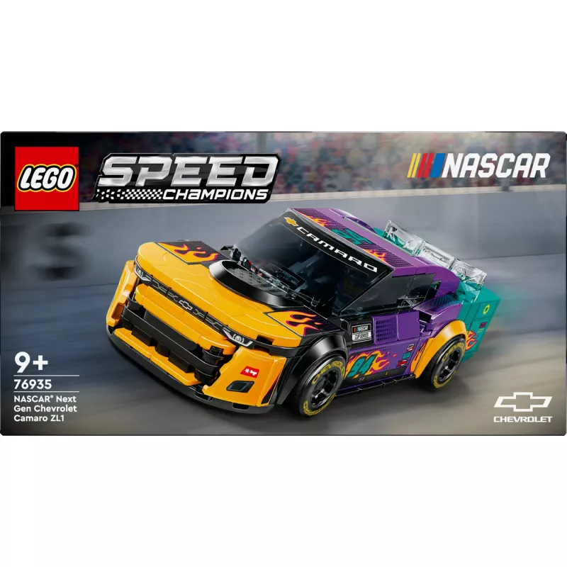 Konstruktorius LEGO Speed Champions 76935 NASCAR Next Gen Chevrolet Camaro ZL1, 328 detalės, 1 minifigūrėlė, amžius 9+