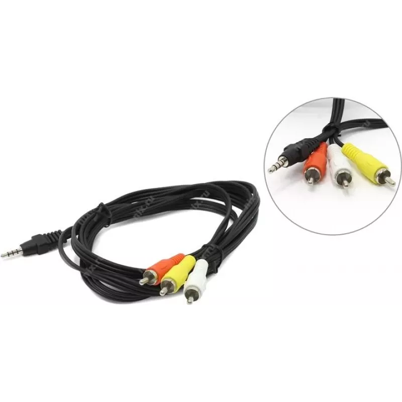 Garso kabelis Gembird 3.5 mm į 3×RCA, 2 m, juodas (CCA-4P2R-2M)