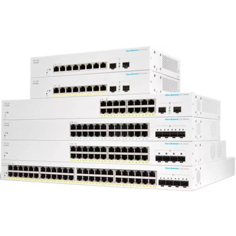 Cisco Business 220 Series CBS220-48P-4G - jungiklis - Smart - 48 x 10/100/1000 (PoE+) + 4 x Gigabit SFP (aukštutinė jungtis) - montuojamas stelaže - PoE+ (382 W)