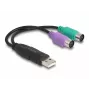 “DeLOCK” USB į PS/2 adapteris 0,17 m 2x 6 kontaktų Mini-DIN USB A