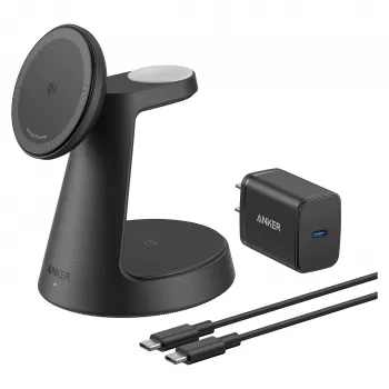 3-in-1 belaidžio įkrovimo stotelė Anker MagGo B25M4G11 — dokų stovas, skirtas iPhone, AirPods ir Apple Watch
