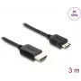 DELOCK HDMI laidas 3 m — Type A (vyriška) į Type C (Mini) (vyriška), 48 Gbit/s, iki 7680×4320, paauksuoti kontaktai, juodas