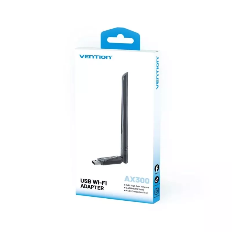 Vention AX300 USB Wi-Fi 6 2.4GHz BK tinklo plokštė