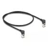 Tinklo laidas DeLOCK RJ45 Cat.6A S/FTP plonas 90° į viršų 0,5 m juodas