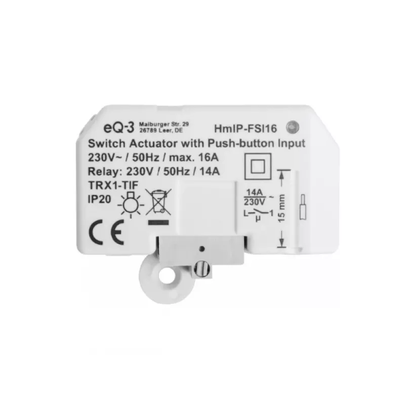 Šviesos jungiklis Homematic IP HMIP-FSI16, baltas, mygtukų valdymas, 54×33×41 mm