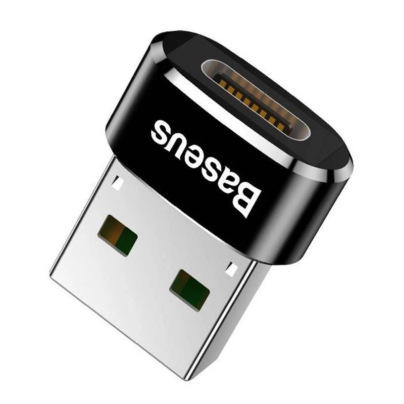 Baseus USB kištukas į Type-C lizdą adapterio keitiklis juodas