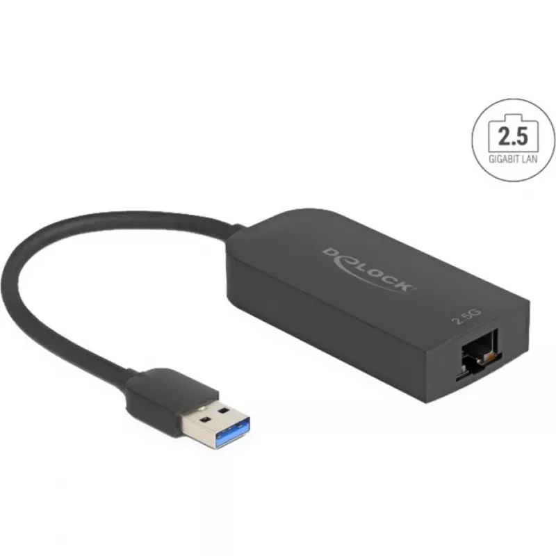 DeLOCK 66045 kabelio jungčių adapteris USB 5 Gbps Type-A 2,5 Gigabit LAN RJ45 juodas