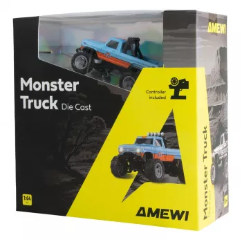 Radijo bangomis valdomas Amewi Monster Truck DieCast 1:64 RTR, mėlynas / oranžinis