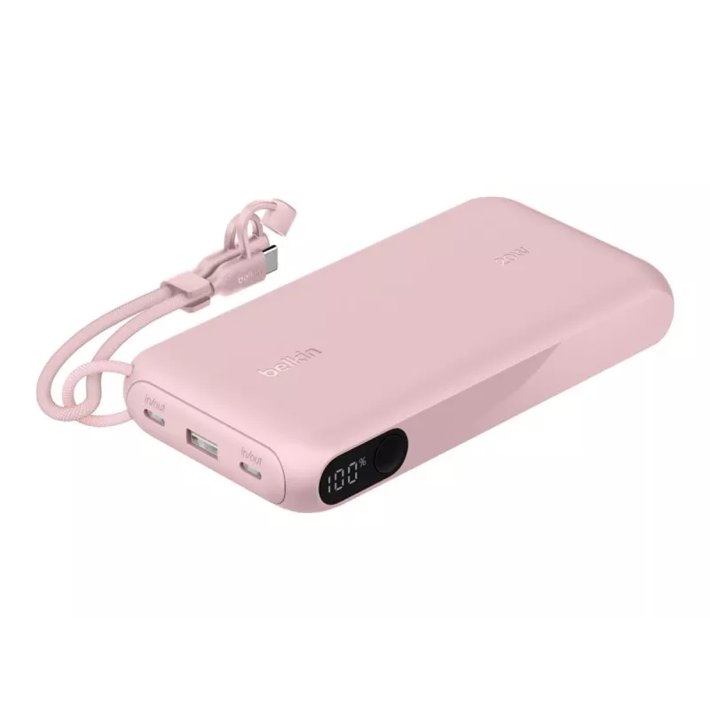 Išorinė baterija Belkin BPB028HQPK 20000 mAh — 2× USB-C, 1× USB-A, rožinė