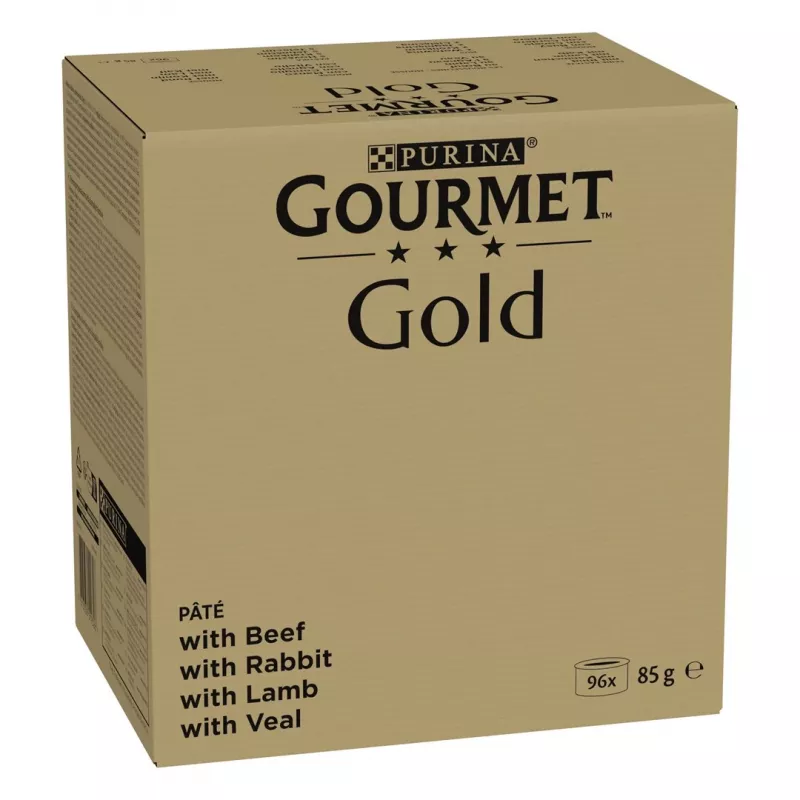 Šlapias kačių maistas Purina Nestlé GOURMET Gold Mus Mix — 96 x 85 g, 4 skoniai, suaugusios katės, 77,5 % drėgmės