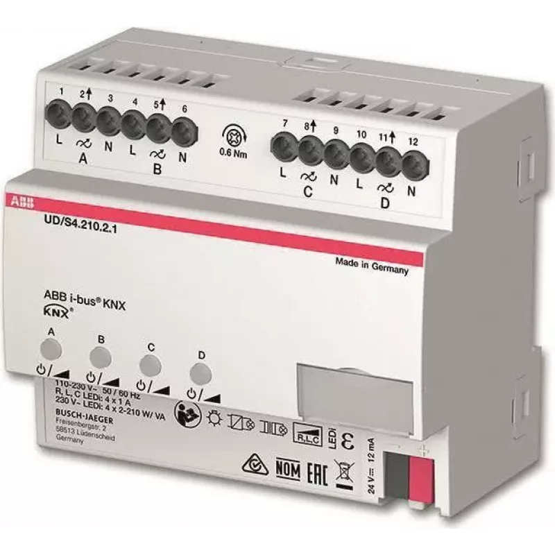 ABB UD/S4.210.2.1 LED-Dimmer 4 x 210 W/VA. Busch-Installationsbus KNX REG-Univer