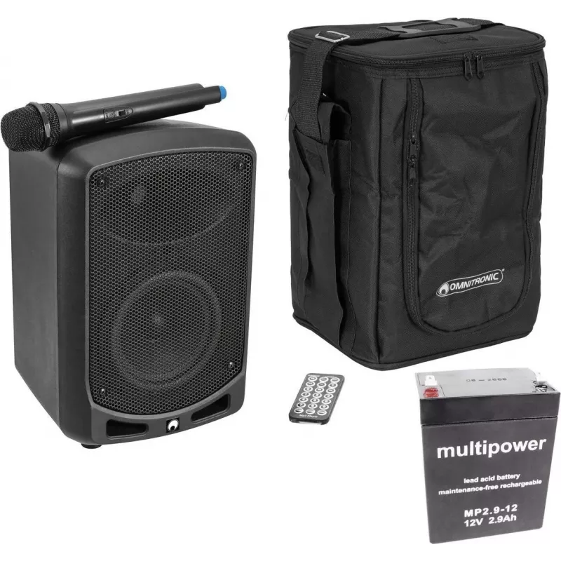 Nešiojama PA sistema Omnitronic WAMS-65BT su Bluetooth, maitinama baterijomis