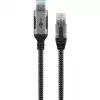 Ethernet kabelis USB-A 3.2 Gen1 kištukas > RJ-45 kištukas, LAN adapteris juoda / sidabrinė, 10 metrų, pintas tekstilinis apvalkalas
