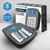 Baterijų įkroviklis everActive NC1000MV2 — Ni-MH 4 vietų USB-C įkroviklis, 4 elementai, 5V, juodas, 110×99×38 mm