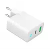 Alimentator Retea 220V GEMBIRD, Universalus, 1 X USB Type-C D 20W, 1 X USB-A 3.0 QC 18W, LED indikatorius, balta