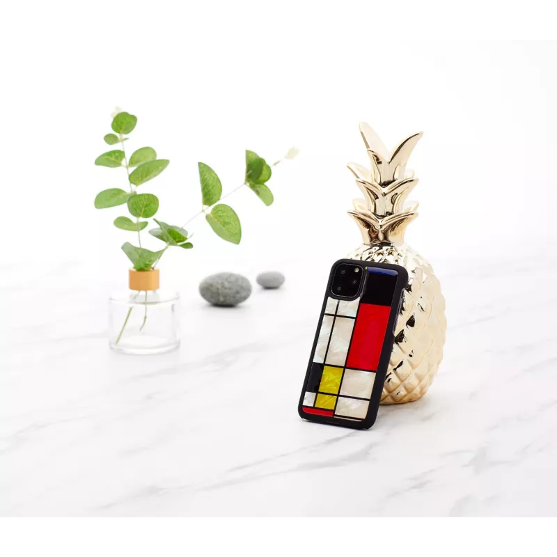 Telefono dėklas iKins iPhone 11 Pro Mondrian juodas — apsauginis dangtelis, kietas korpusas, tikslūs išėmimai