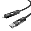 4-in-1 kabelis BlitzWolf BW-HDC7 — USB-C, Lightning, USB-A, Micro-USB 1,2 m 240 W juodas