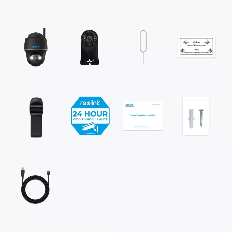Reolink IP kamera ARGUS PT 5MP TYP-C juoda, maitinama baterijomis