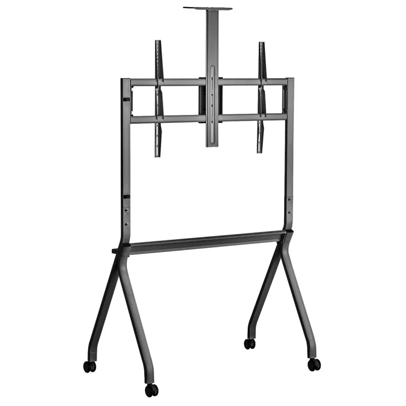 TV stovas MACLEAN MC-114 B nešiojamas grindų stovas 55–100 colių ekranams, maks. apkrova 120 kg, VESA 200x200–900x600, aukštis 115–152 cm, juodas, lentyna