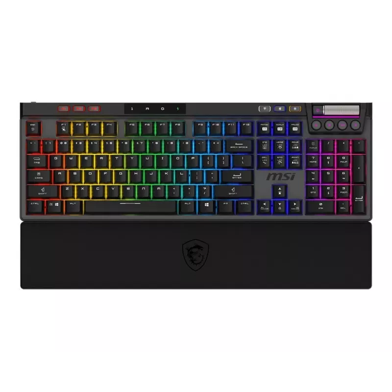 Mechaninė žaidimų klaviatūra MSI Strike Pro W Silent US išdėstymas RGB apšvietimas, laidinė, taktiliniai tylūs jungikliai