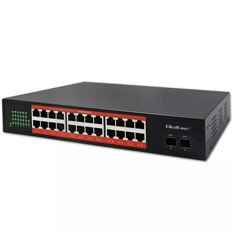 Tinklo komutatorius QOLTEC Gigabit Ethernet PoE 24xRJ45 2xSFP
