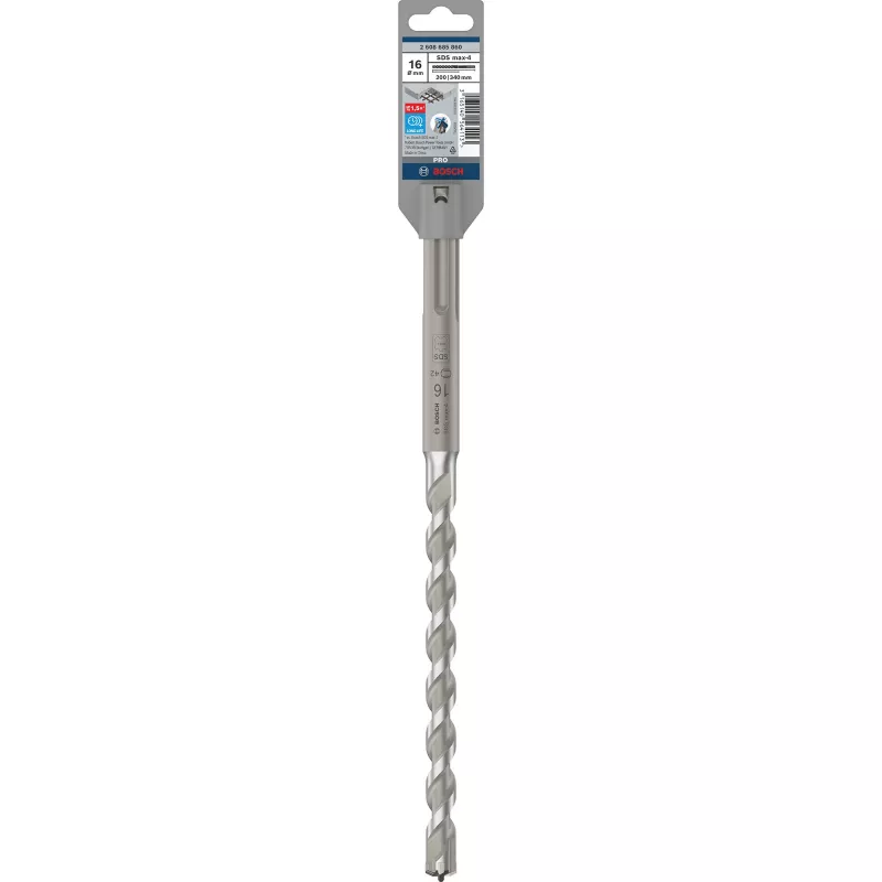 “Bosch SDS max-4” grąžtai, skirti rotaciniams plaktukams, 1,6 cm, 340 mm, plytoms, betonui, 20 cm, SDS Max